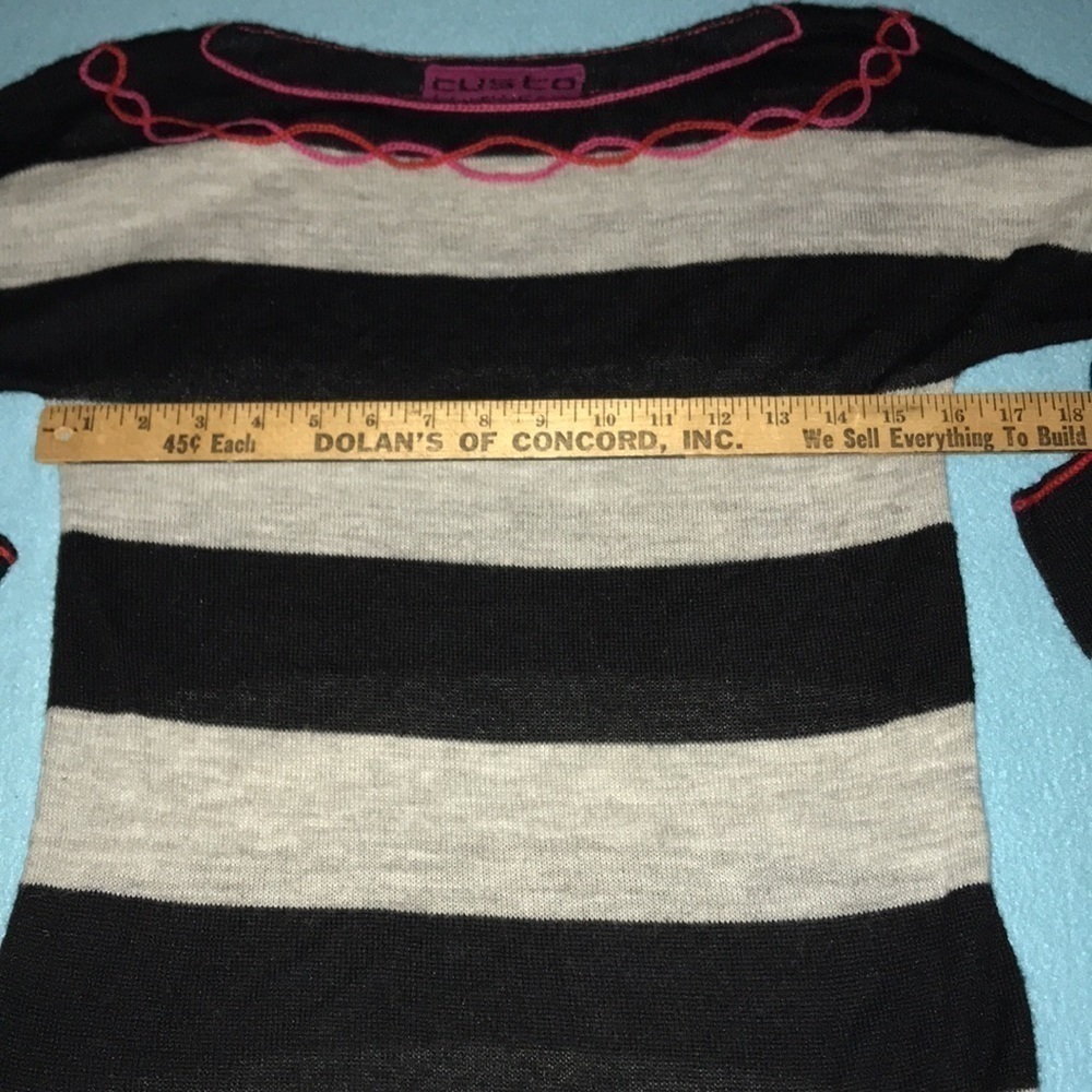CUSTO knitwear bold stripes bell sleeves vintage soft alpaca sweater NEW size S - Picture 6 of 9